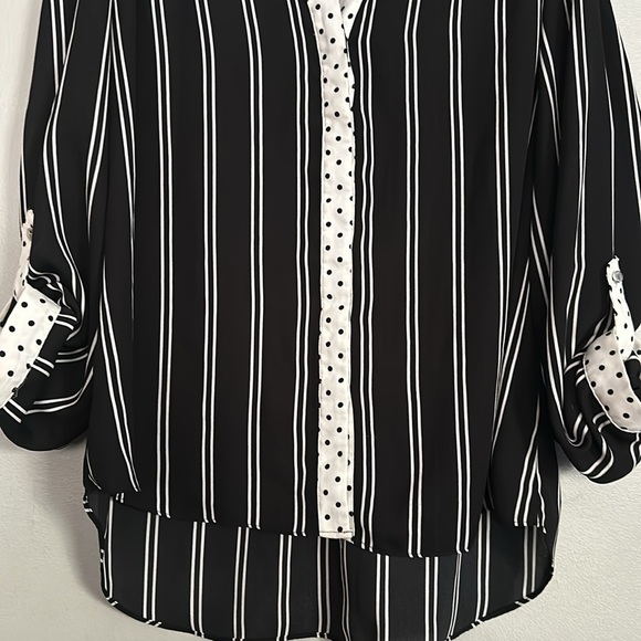 Zac & Rachel women black & off-white striped & polkadot button down shirt - Picture 4 of 13